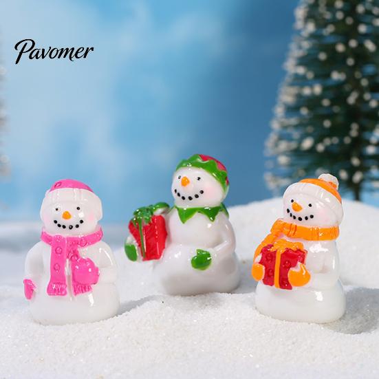 Christmas Tree Mini Decorations 2Pcs Snowman Figurines, Winter Tiny Resin Decoration, Xmas Micro Handmade Craft Embellishments Landscape Ornament