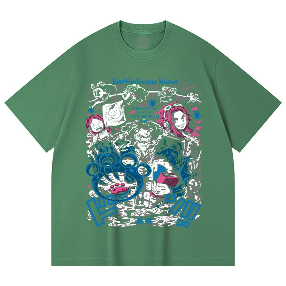 230 Gsm 100% Cotton One Piece V46 Kuma Print Unisex Heavy Cotton T Shirt