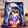 1PC Sleepy Hedgehog Dreams Flannel Blanket Gift, Suitable for Both Men And Women, Soft Ideal for Beds And Sofa, Birthday Or Christmas Gift