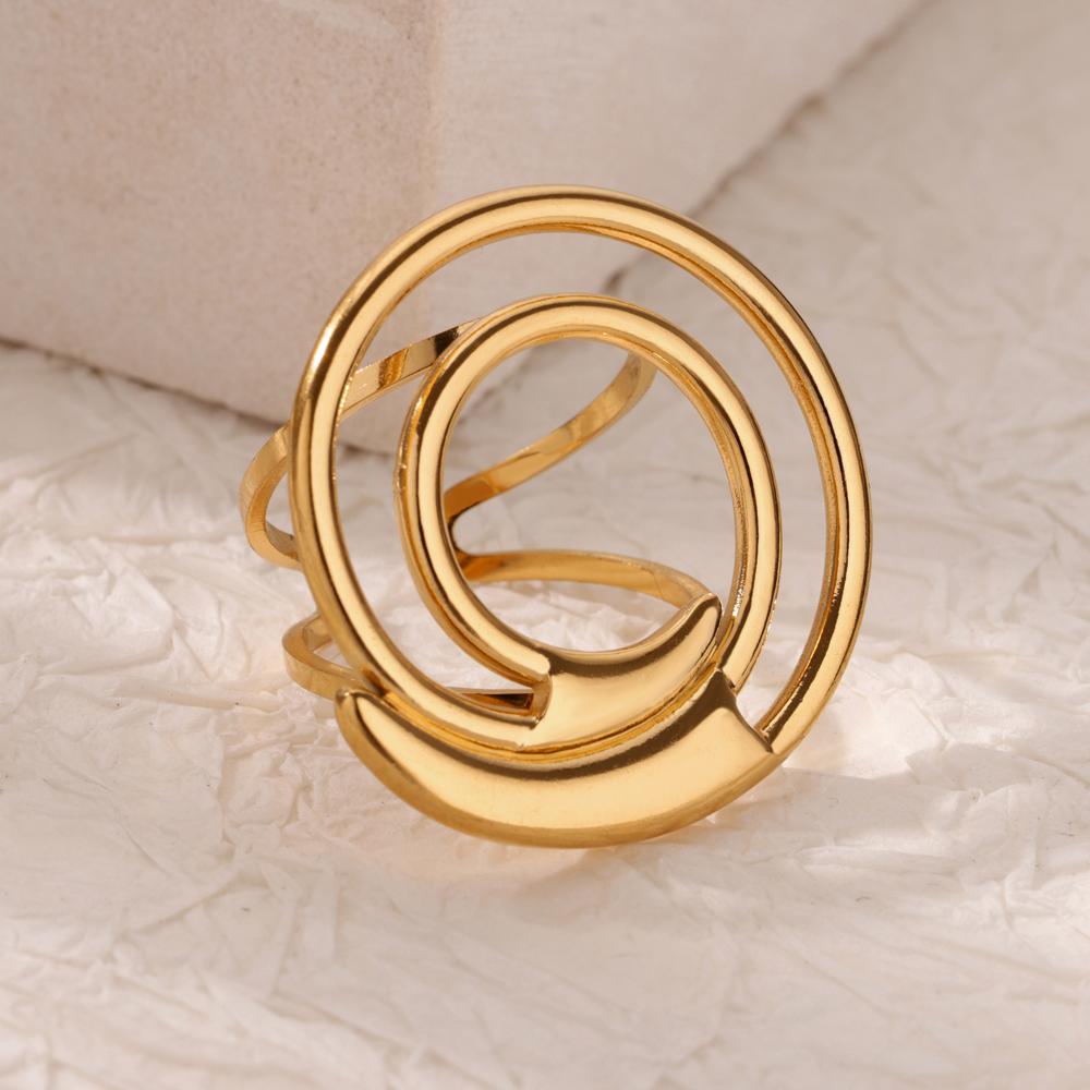 Double Heart Rings For Women Gold Color Stainless Steel Open Adjustable Ring Female Fashion Party Wedding Aesthetic Jewelry Gift