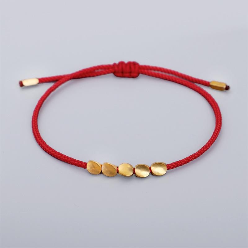 Handgemaakte Tibetaanse Koperen Kralen Armband Boeddhistisch Gevlochten Katoenen Gelukstouw Armband Geluk Succes Amulet Vrouwen Mannen Vintage