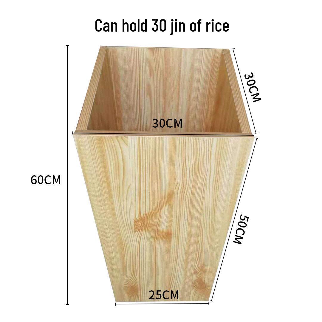 Rice and Grain Storage Bucket with Scoop, Moisture-Proof Wood Design, Slanted and Flat Opening Options slanted opening