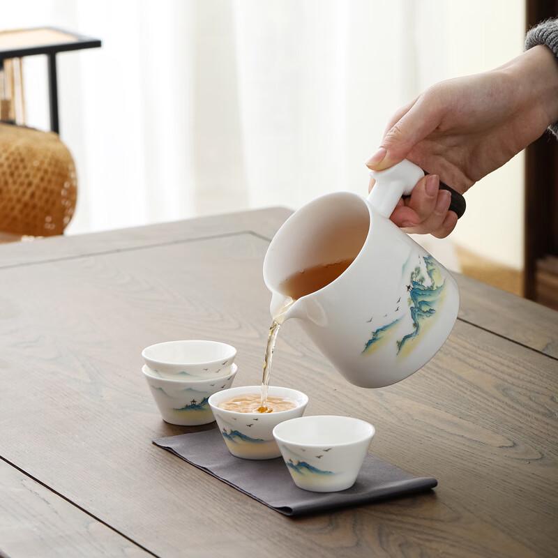 Zhentao Jade-Like Travel Gongfu Tea Set (1 Pot, 4 Cups)