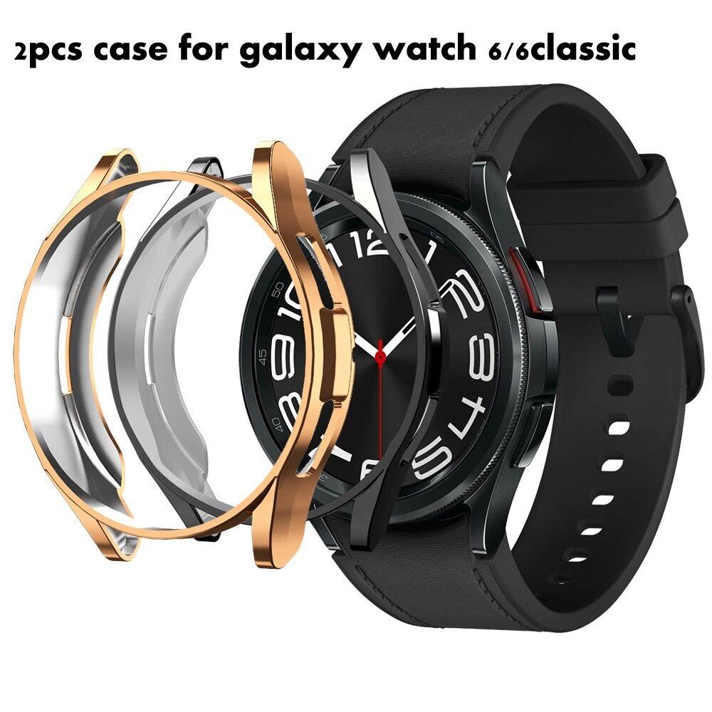 2 stk. vesker for samsung galaxy watch 6 classic 47mm 43mm Case galaxy watch 6 5 44mm 40mm 5 pro 45mm mykt TPU-beskyttelsesdeksel