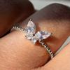 1Pc Fashionable Exquisite Simple Butterfly Single Ring Fashionable Exquisite Inlaid Synthetic Zircon Ring Daily Matching Ring