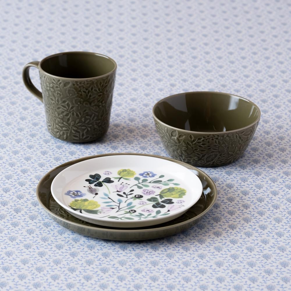 NARUMI Anna Emilia Forest Floral Cute Relief and Dishwasher Made in Gift Mug, 350cc, Green, Print, Design, Large, Microwave, Oven, Safe, Japan, Boxed,