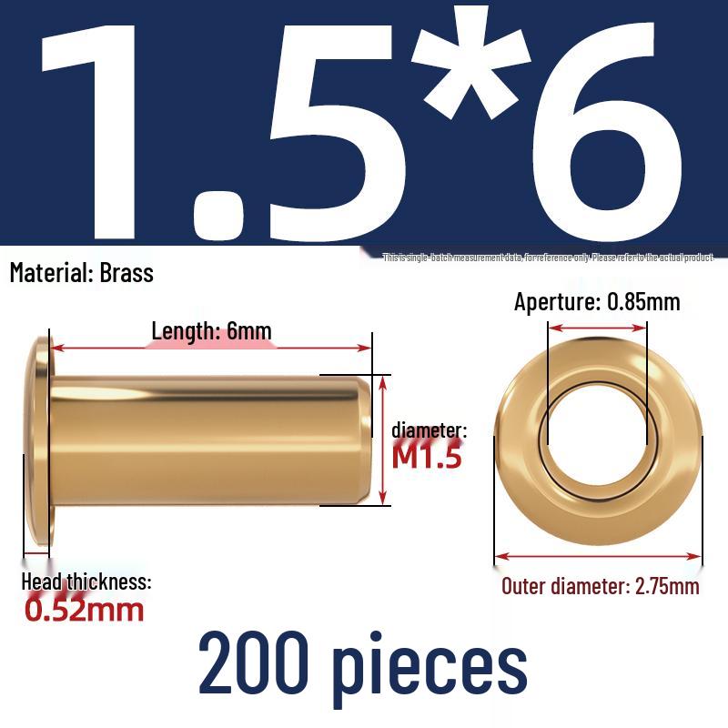 Pure Brass Hollow Rivets & Copper Eyelets Fasteners M1.3–M5