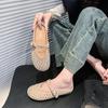 Rhinestone Bag Head Half Slippers Women's 2025 Spring New Flat Bottom Round Head Temperament Advanced Single Shoes Versatile Popular Slippers