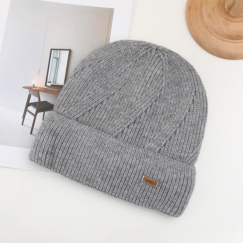 New Korean Knitted Hat for Men In Autumn and Winter Versatile Warm Ear Protection  Thickened Wool Plus Velvet Hat
