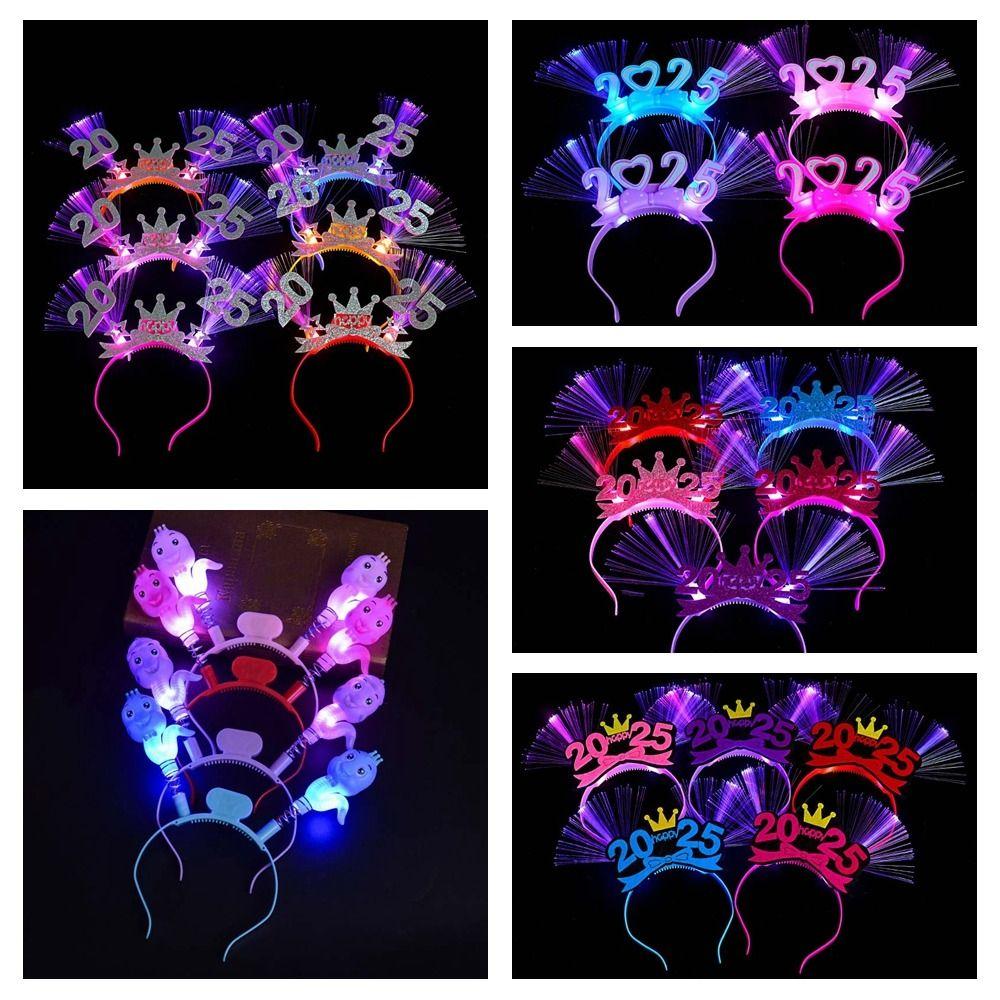 Number Letter LED Glow Hair Bands Snake Shape New Year Headdress  Men/Women/Kids
