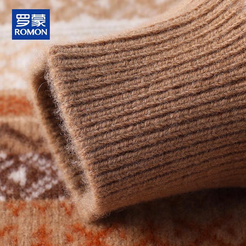 ROMON Men's 100% Pure Wool Thick Striped Sweater