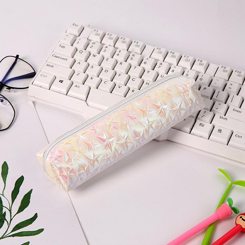 Cute Kawaii Laser 3D Star Pencil Case High Capacity Pen Bags Cute Pencil Bags For Girls Gift School Supplies Korean Stationery