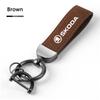 HAZJ3 Luxury Leather Car Keychain Auto Logo Keyring Accessories Women Men Gifts For Skoda Yeti VRIS Octavia A5 A7 Karoq Kamiq Fabia