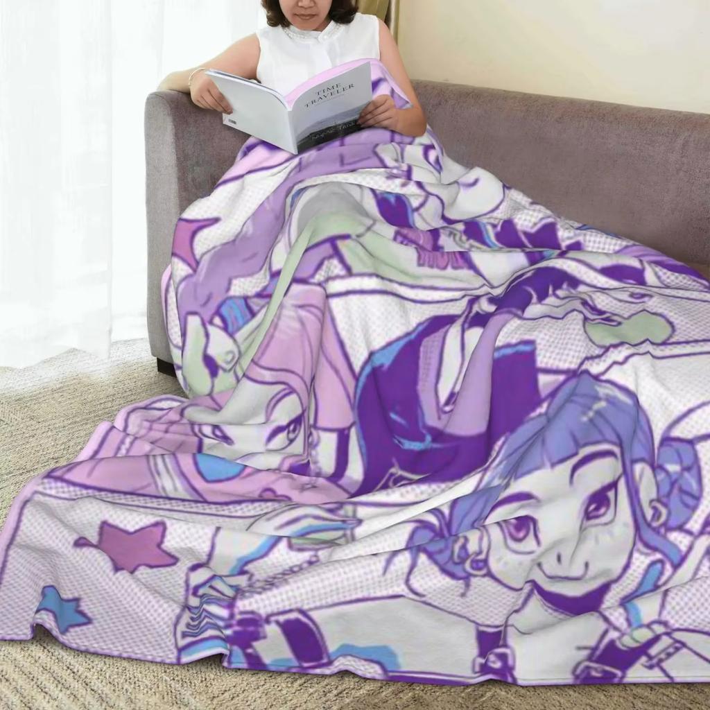 K-Pop Demon Hunter Anime Flannel Blanket Ultra Soft Lightweight For Sofa Couch Bedspread Living Room Office All Season