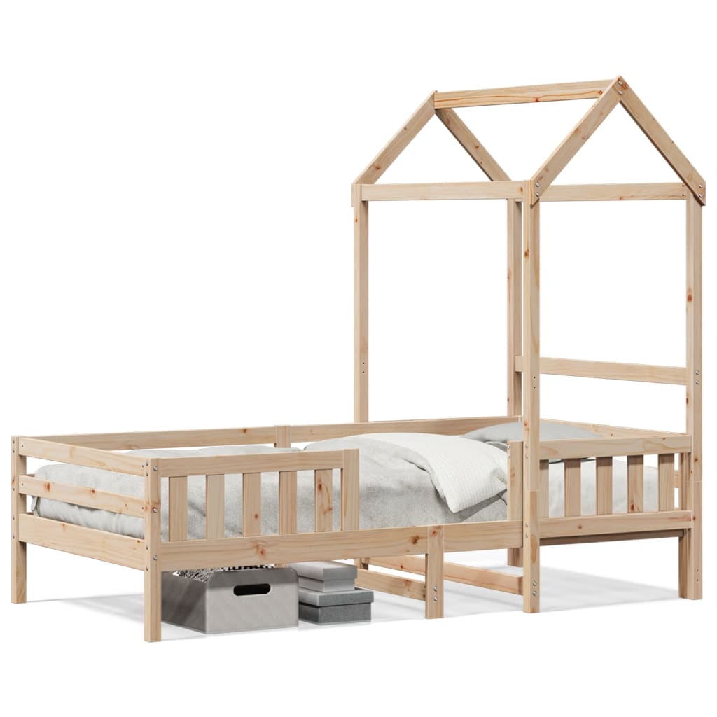 Solid Wood Bed with Canopy 75x190 Cm Pine