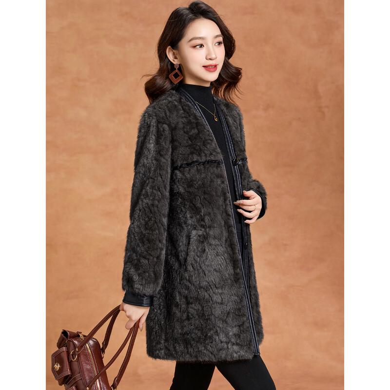 Kebeier Women's Elegant Thickened Faux Fur Mid-length Coat