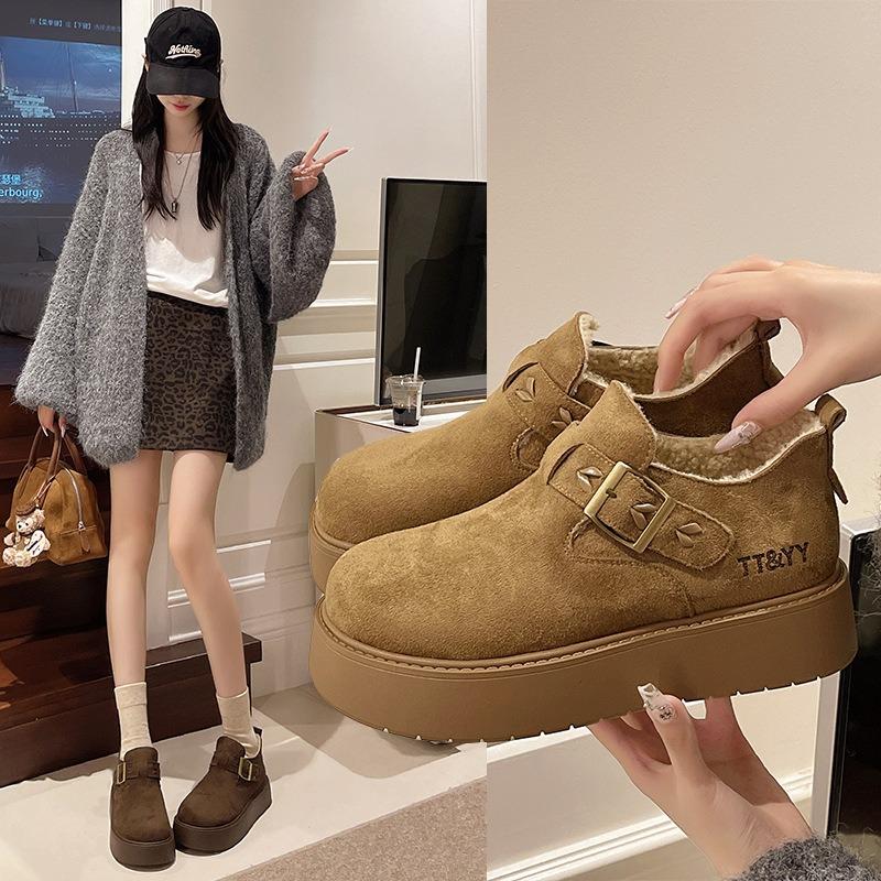 Retro cotton shoes women's winter new velvet snow boots thick-soled warm velvet women