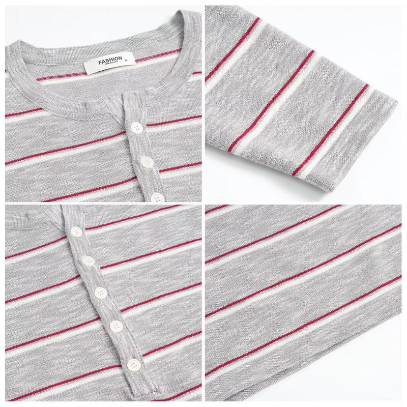 Stylish Loose Fit Long Sleeve Top Contrast Striped Thin Sun Protection Blouse Women