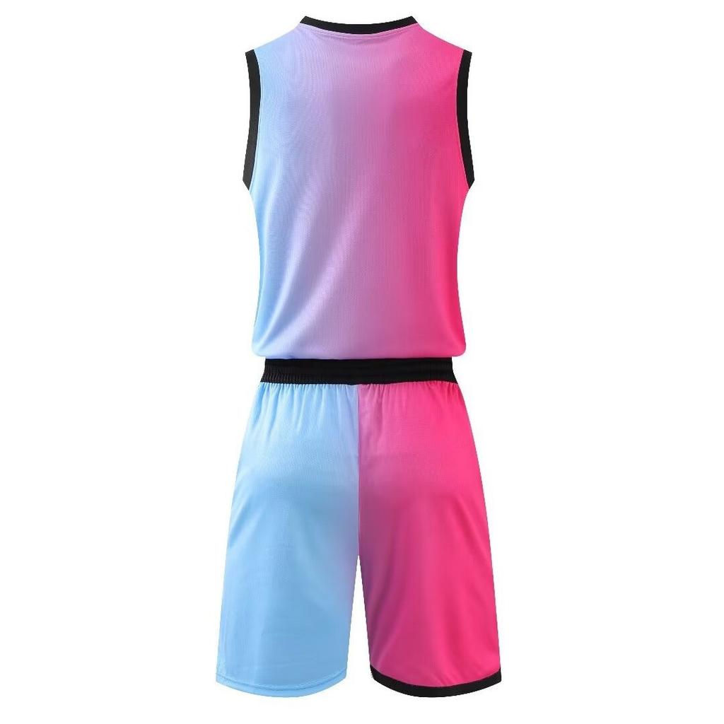 Light Plate Heat Gradual Change Basketball Jersey Adult Suit Team Game Training Jersey Double Side Bag