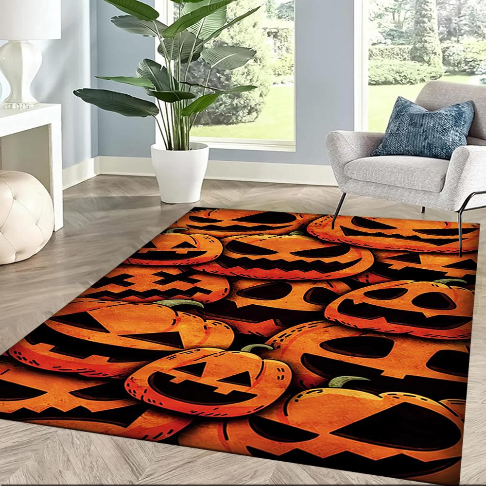Halloween Pumpkin Faces Floor Mats for Living Room, Bedroom and Room Decoration Are Suitable for Gifts.