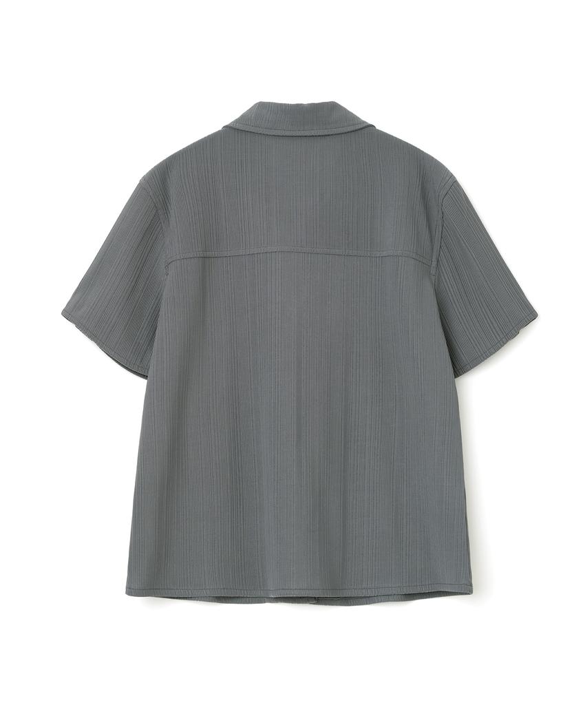 MILLO WOMEN Pleated Short Sleeve Shirt [Charcoal Gray]