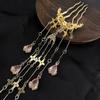 Chinese Hanfu Hair Accessories For Women Floral Tassel Hair Forks Traditional Bride Hairpin Vintage Headdress