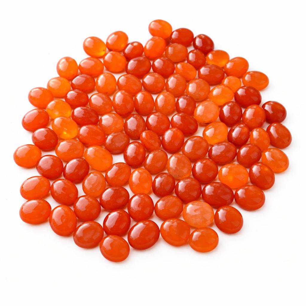 AAA+ Natural Carnelian Oval Cabochon Calibrated Gemstones, Orange Carnelian Flat Back Loose Stones Wholesale