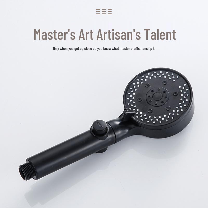 Black Warrior Pressurized Six-Gear Handheld Shower Head – Energy-Saving Nozzle for Household Bath