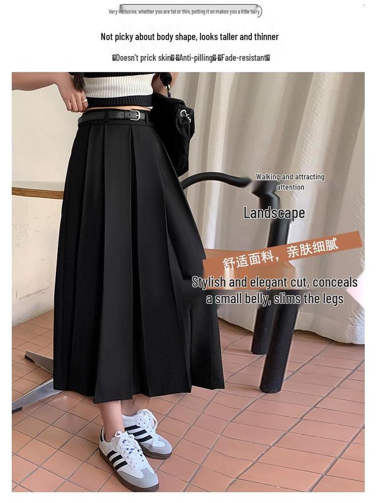 Women's Summer High-Waisted A-line Pleated Drape Skirt Suit