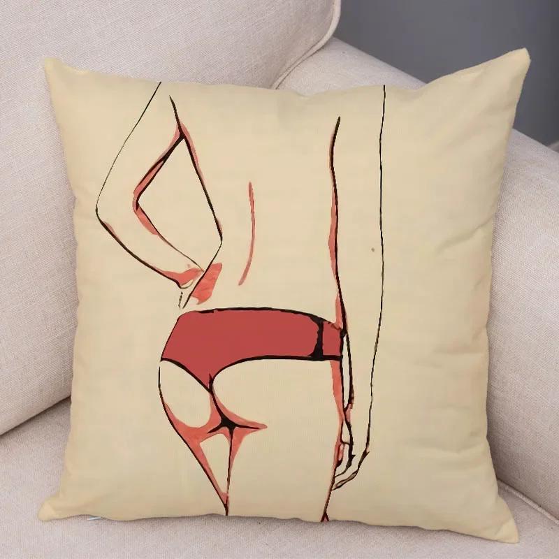 Home Decor Living Room Cartoon Sexy Lady Pillowcase Decoration Pretty Girl Ass Cushion Cover Sofa Car