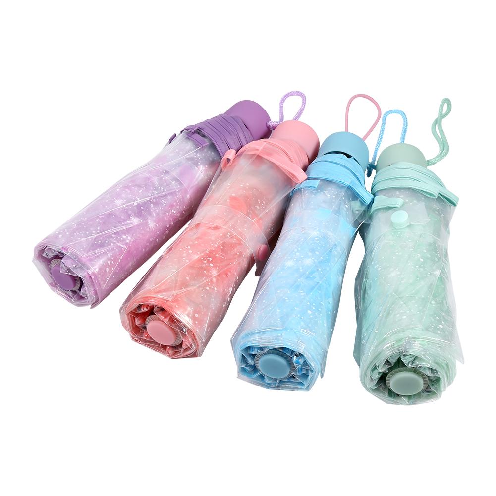 Rain Umbrella Transparent Umbrella Transparent Folding Umbrella Fashionable Princess Umbrella Cherry Blossom Four Colors