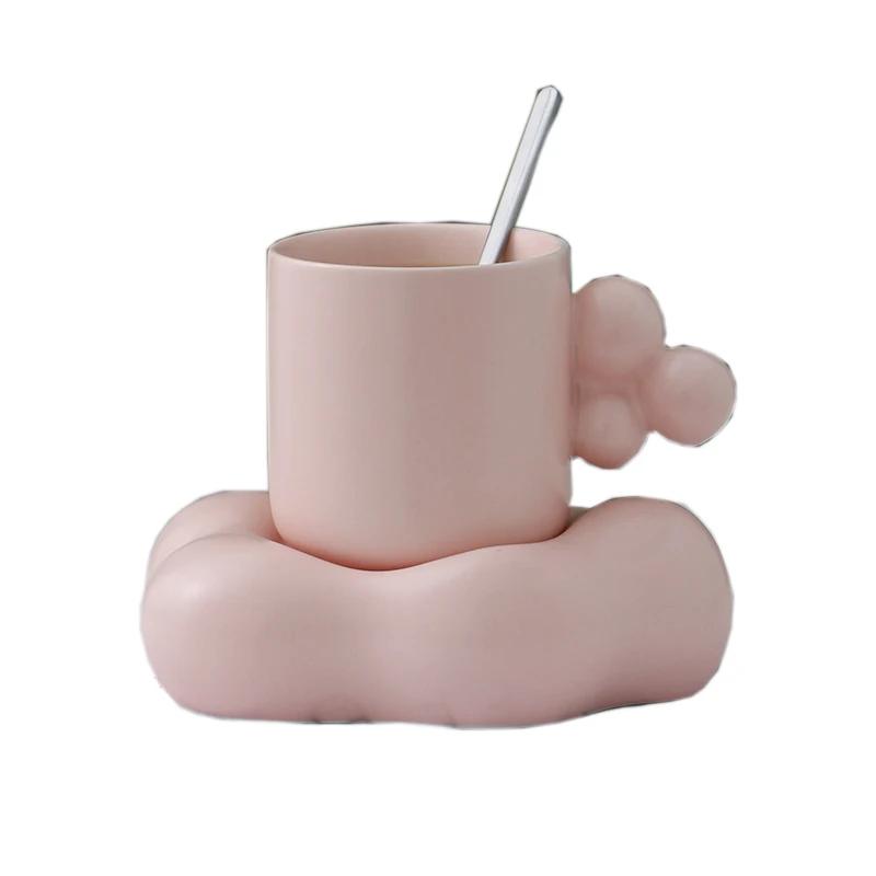 Cloud Coffee Set Light Luxury Couples with Spoon Office Home Water Cup with Butterfly Desktop Decoration Living Room Decoration
