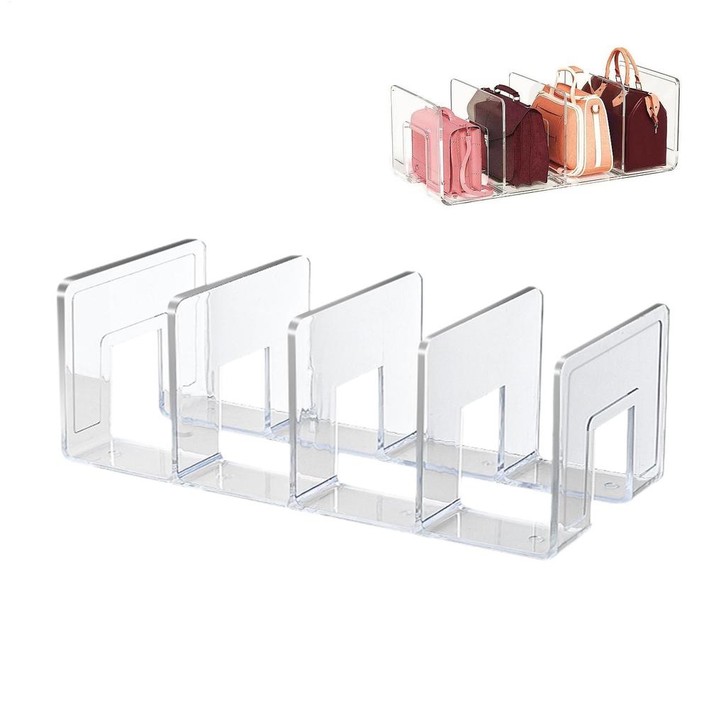 4 Slots Handbag Storage Racks Wardrobe Divider Shelf Acrylic Storage Holder Closet Organizer Purse Handbag Divider Shelf