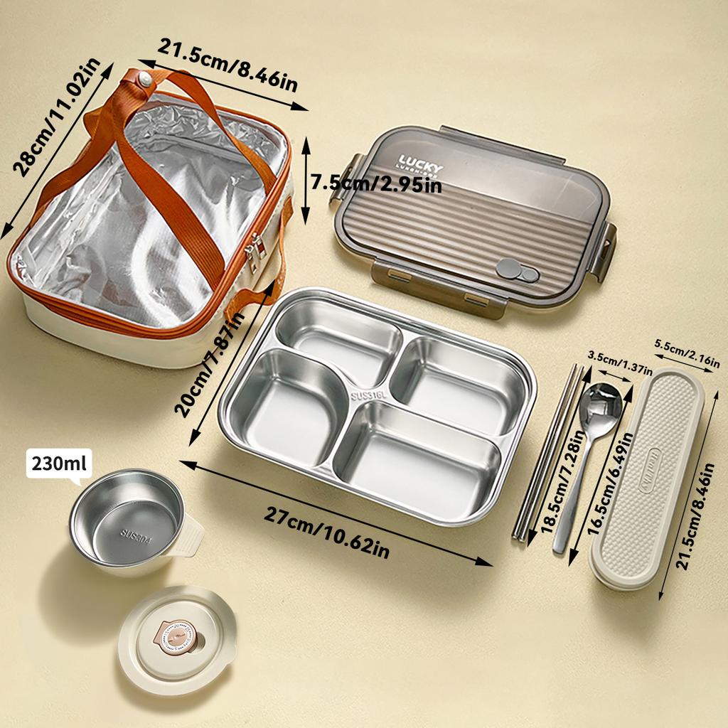 4/5 přihrádkový jídelní talíř s víkem Velkokapacitní 304 nerezová ocel Obědový box Děti Studenti Nepropustná obědová nádoba