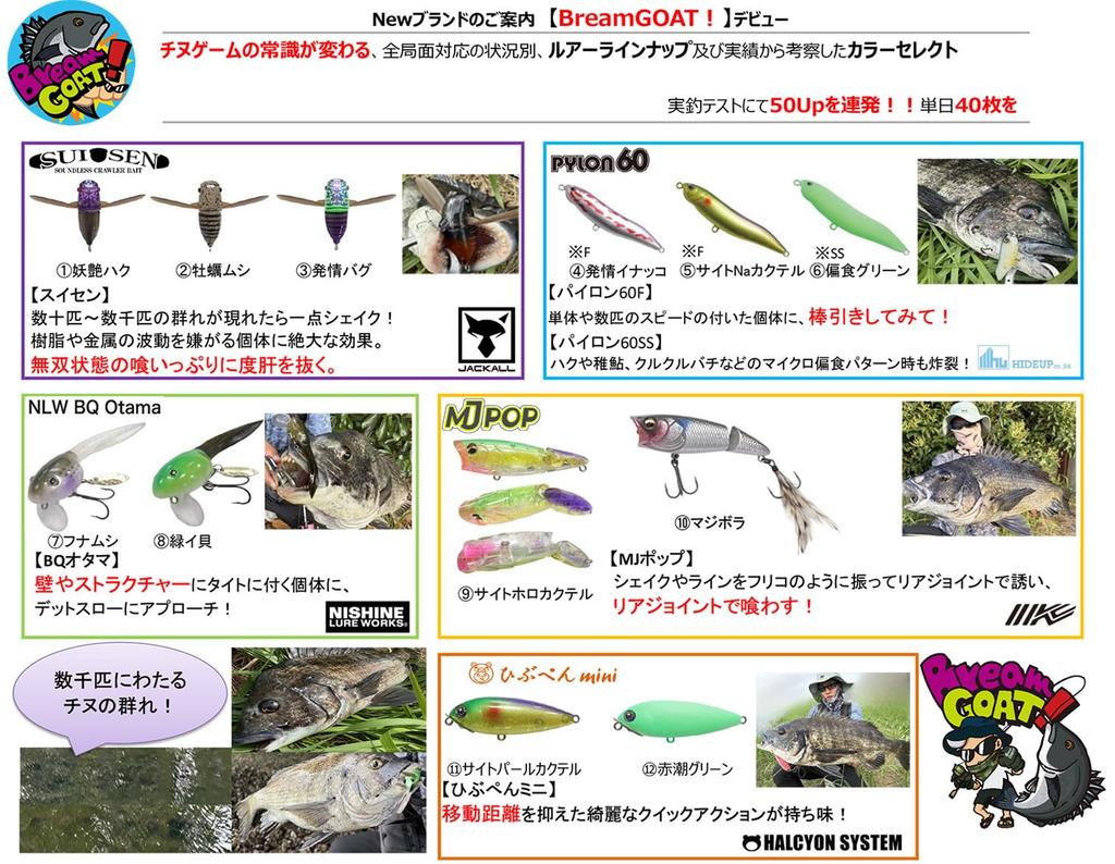 JACKALL SUISEN BreamGOAT! BG Yoen Haku Floating Topwater Lure 43 mm / 5 g Soft Elastomer Wing Bait