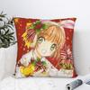 Cardcaptor Sakura Xmas Square Pillow Cases Kawaii Anime Cushion Cover Novelty Zippered Decorative Pillowcase for Home 18"