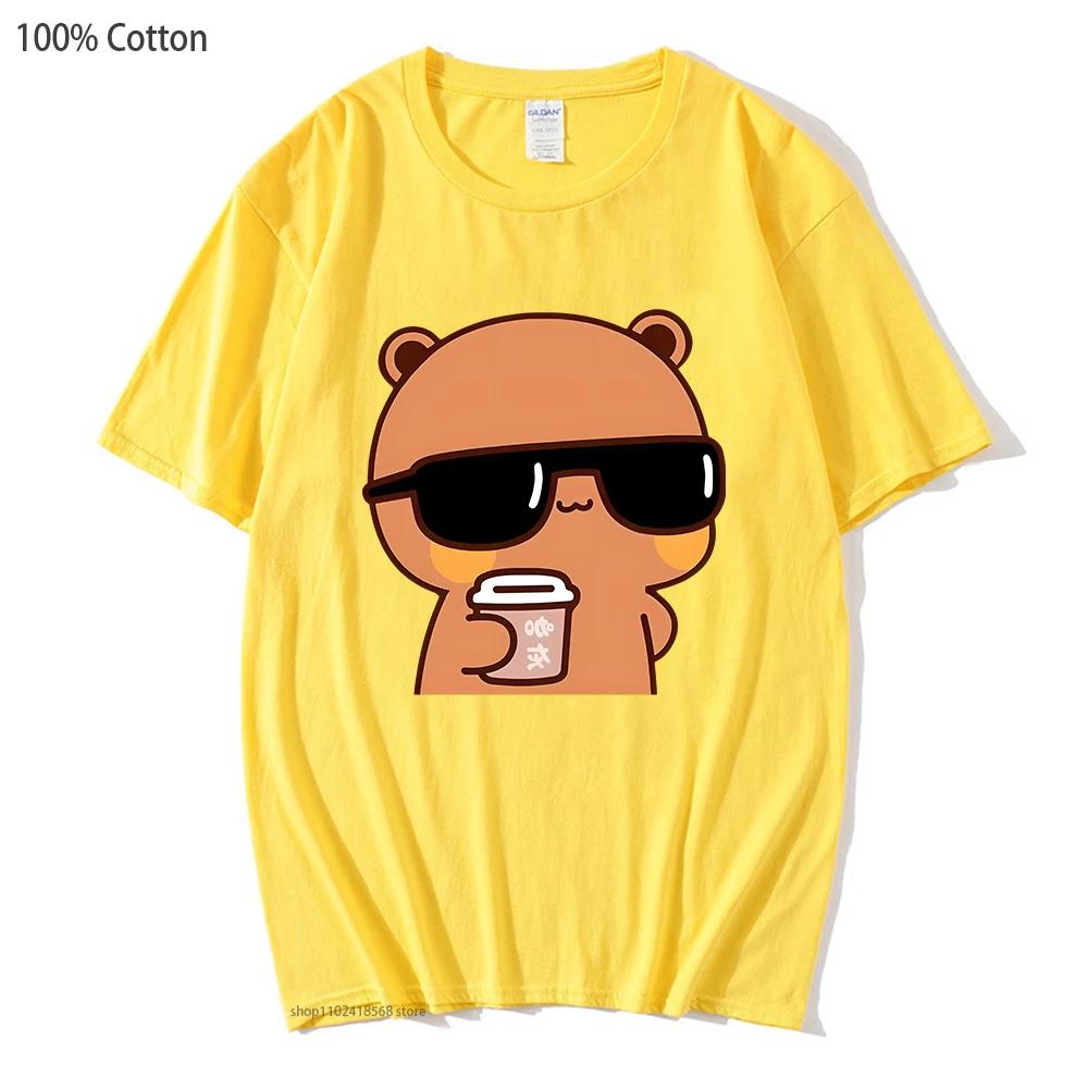 Couple Shirt Bubu Is Watching Movie With Dudu Tshirts Cartoon Cute Graphic Tshirt Unisex Kawaii Y2k Top 100 Cotton Unisex Clothes