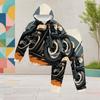 Girls Hooded Long Sleeve Printed Casual Two Piece Outfit Kangaroo Pocket Cuffed Pants