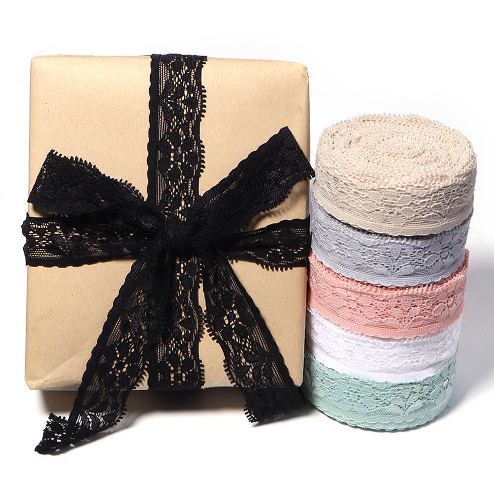 10Yards/Roll 2cm Lace Ribbon Hollow Out Lace Trim Ribbon For DIY Christmas Wedding Party Garment Sewing Gifts Wrapping Decor