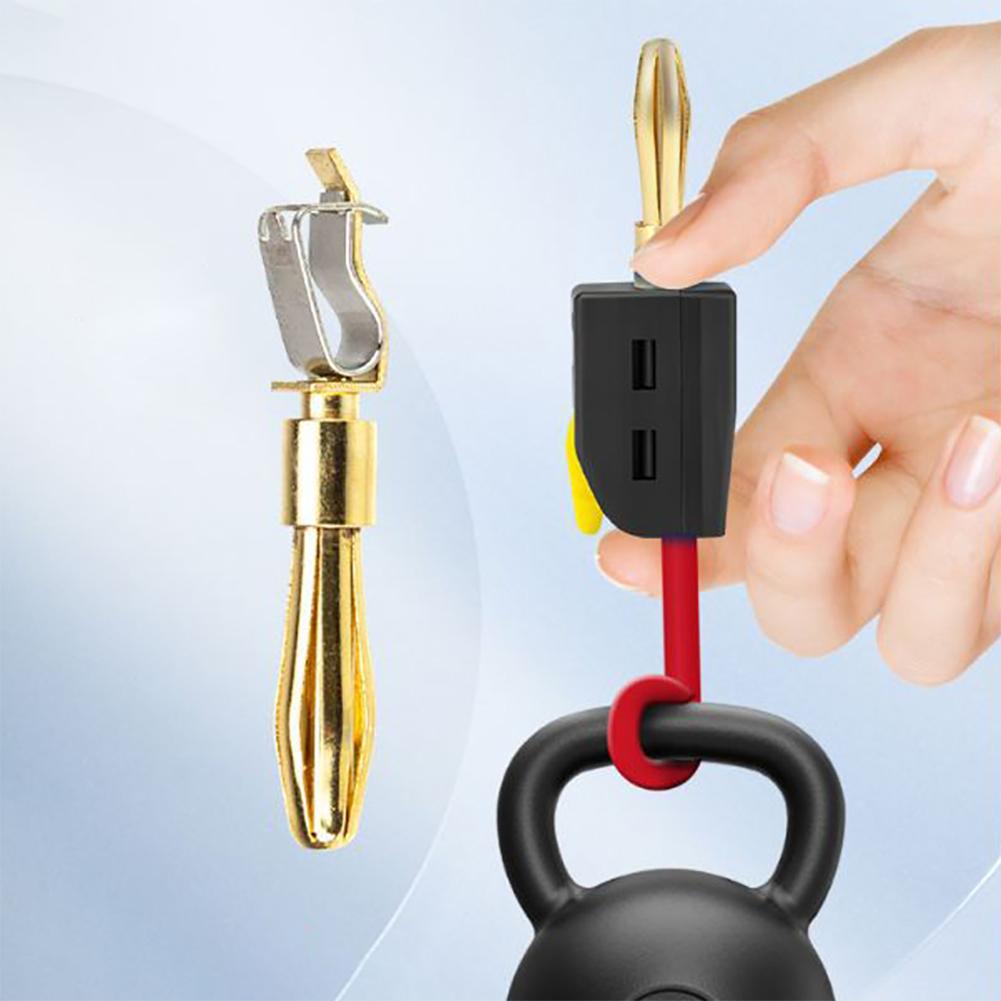 10Pcs 4mm High Current Plugs Six-Lea Gold-Plated Banana Connector Self-Locking Quick Connect Plug for 32A Electrical Test