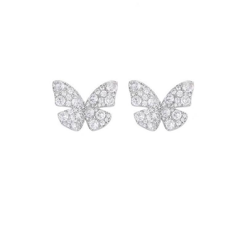 2024 Elegant Butterfly Stud Earrings: High-End, Unique Design, Luxury Full Diamond Accents for Women