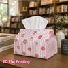 1pc, 2d Flat Printing, Tissue Box Strawberry Pattern Printed Tissue Box, Durable Decoration Storage for Kitchen, Living Room, Bedroom, and Car Desktop