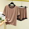 Men's Summer Suit Short + Sleeved T Shirt Two Piece Set Thin Loose Casual Shorts Home Modal Wear