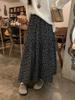 Korean Floral A-Line High-Waisted Skirt for Women