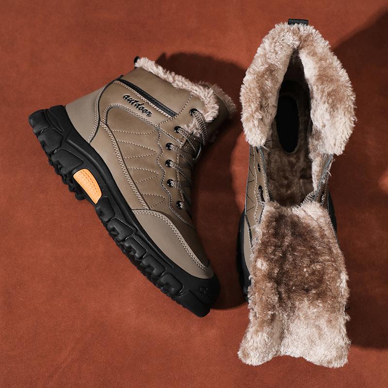 2024 New Warm Vulcanized Shoes Men's Casual Sports Shoes Winter Thick Sole Mid Top Fashionable Youth Versatile Trendy Boots