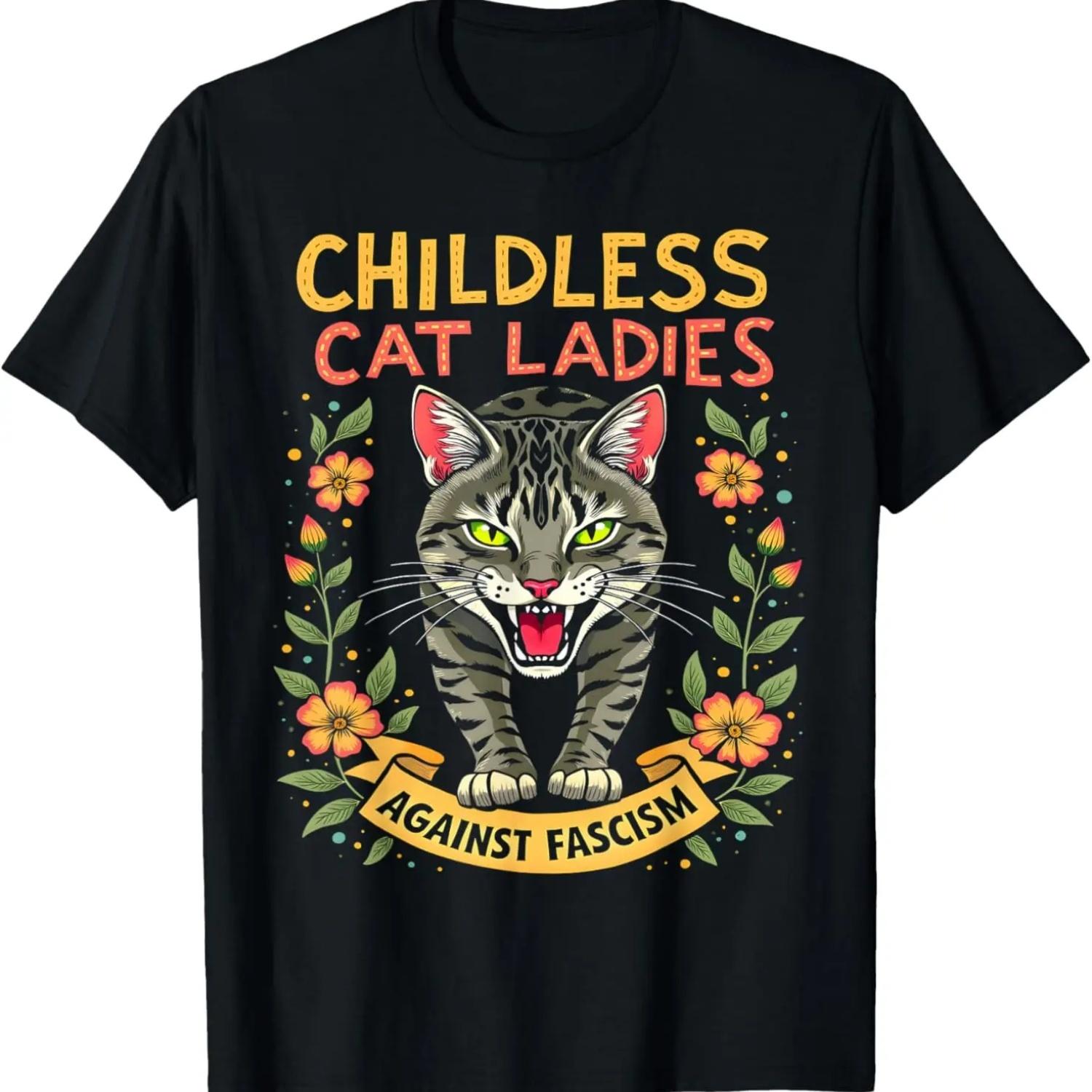Childless Cat Ladies Against Fascism T-Shirt S чёрный