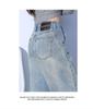Spring 2025 Retro High-Waist Wide-Leg Scimitar Jeans - Floor-Length Trendy Slimming Pants