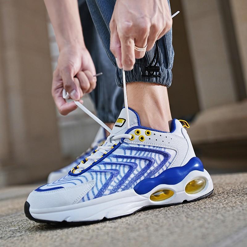 

Мужская обувь амортизация воздушной подушкой мода спорт тренд 2025 новый дышащий трехмерный сетчатый материал легкий нескользящая резина 45 белый