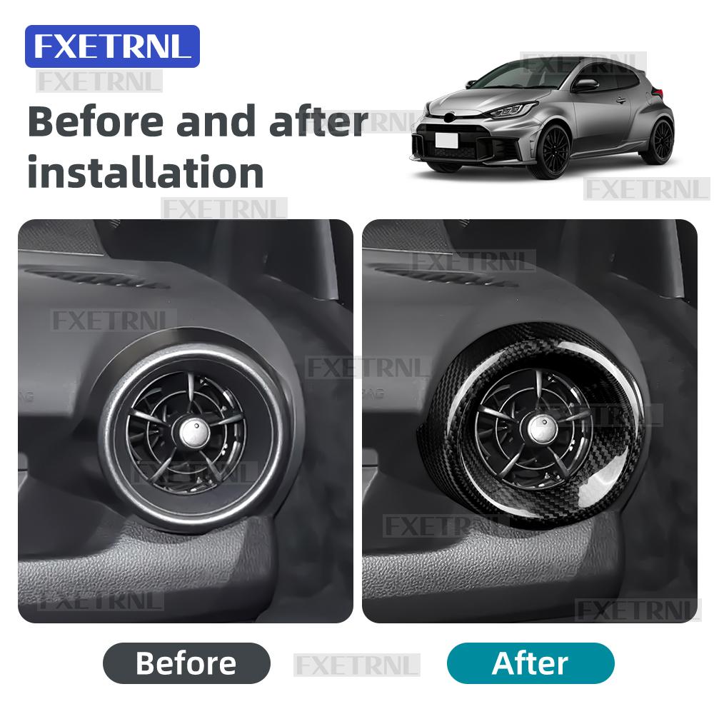 Real Dry Hard Carbon Fiber Sticker For Toyota GR Yaris 2025 2026 LHD RHD Car Driver Passenger Co-Pilot Side Outlet Interior Trim