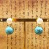 Vintage French Turquoise & Pearl Earrings for Women
